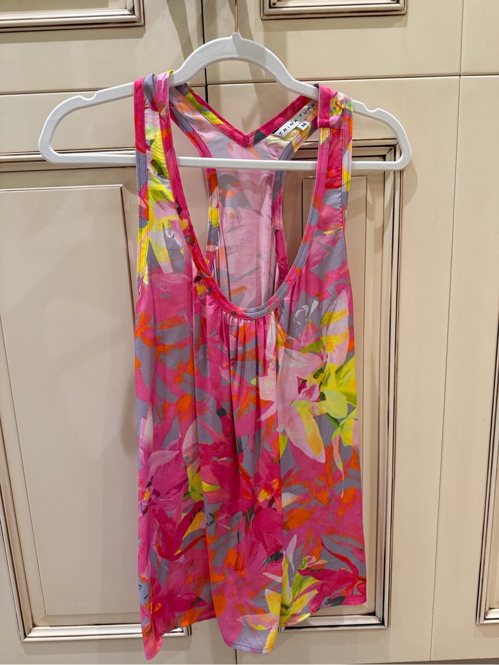 Trina Turk Bright Pink Floral Racerback Tank Top